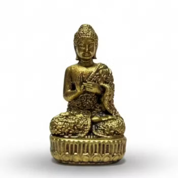 Seated brass Buddha figurine 34mm  brass spiritual ornament UK