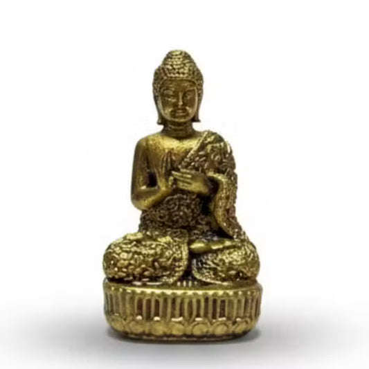 Seated brass Buddha figurine 34mm  brass spiritual ornament UK