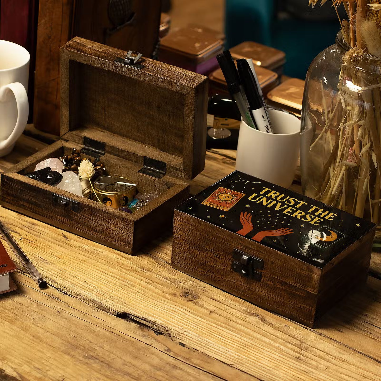 Medium Enamelled Box  - Trust the Universe
