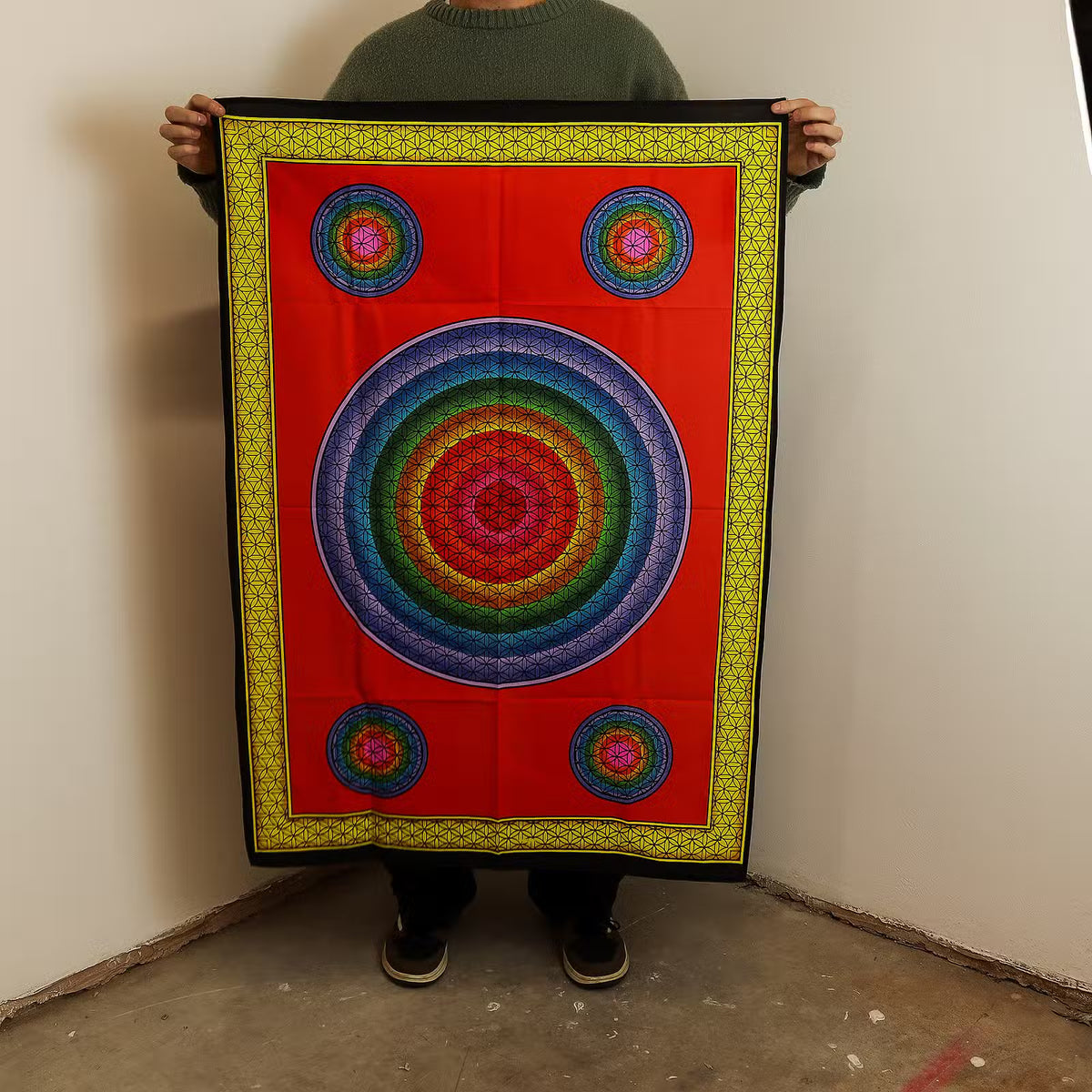 Cotton Wall Art (70x110cm) - Rainbow Flower of Life