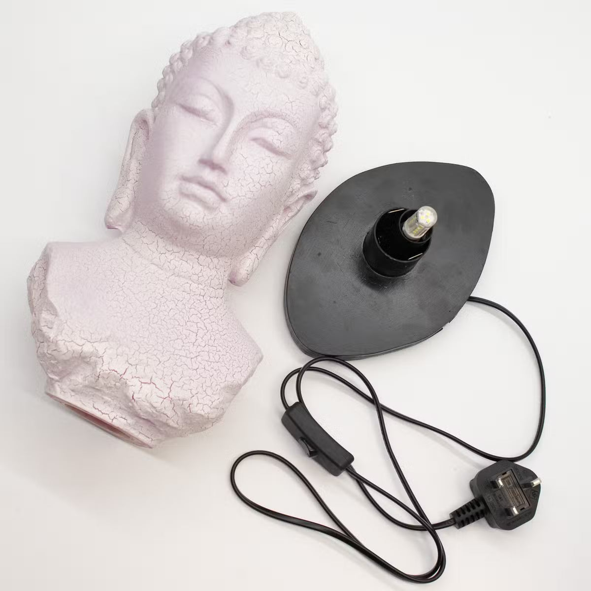 Buddha Bust Lamp Cherry Crackle - Oval stand