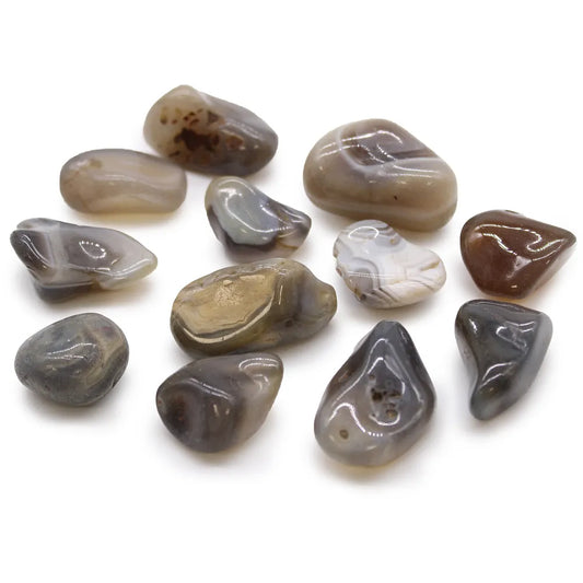 Grey Agate Medium Tumblestone 12 Pack