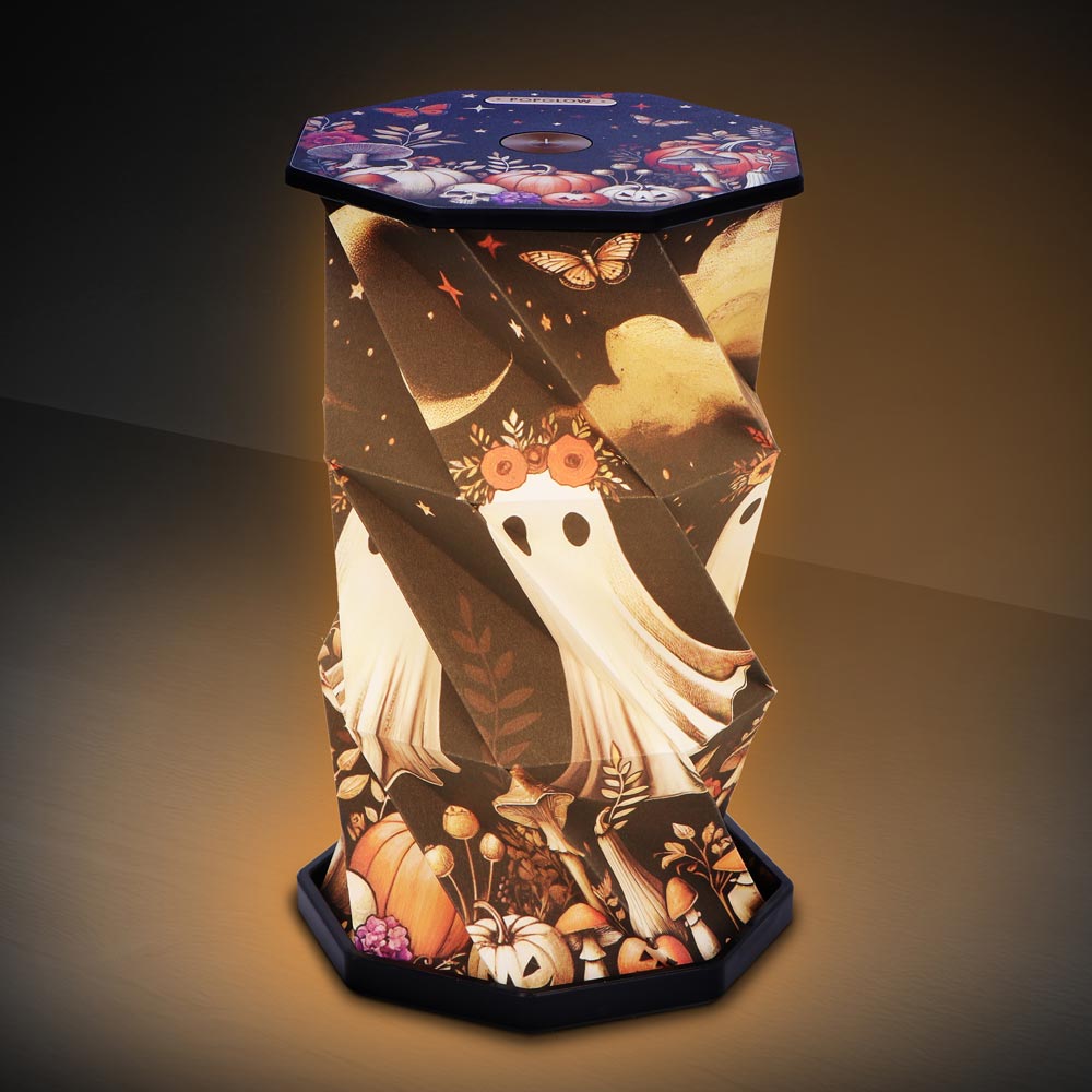 Harvest Haunting Foldable Lamp foldable LED lamp with gothic harvest artwork, ghosts, pumpkins, USB-C rechargeable design and touch-activated ambient lighting.