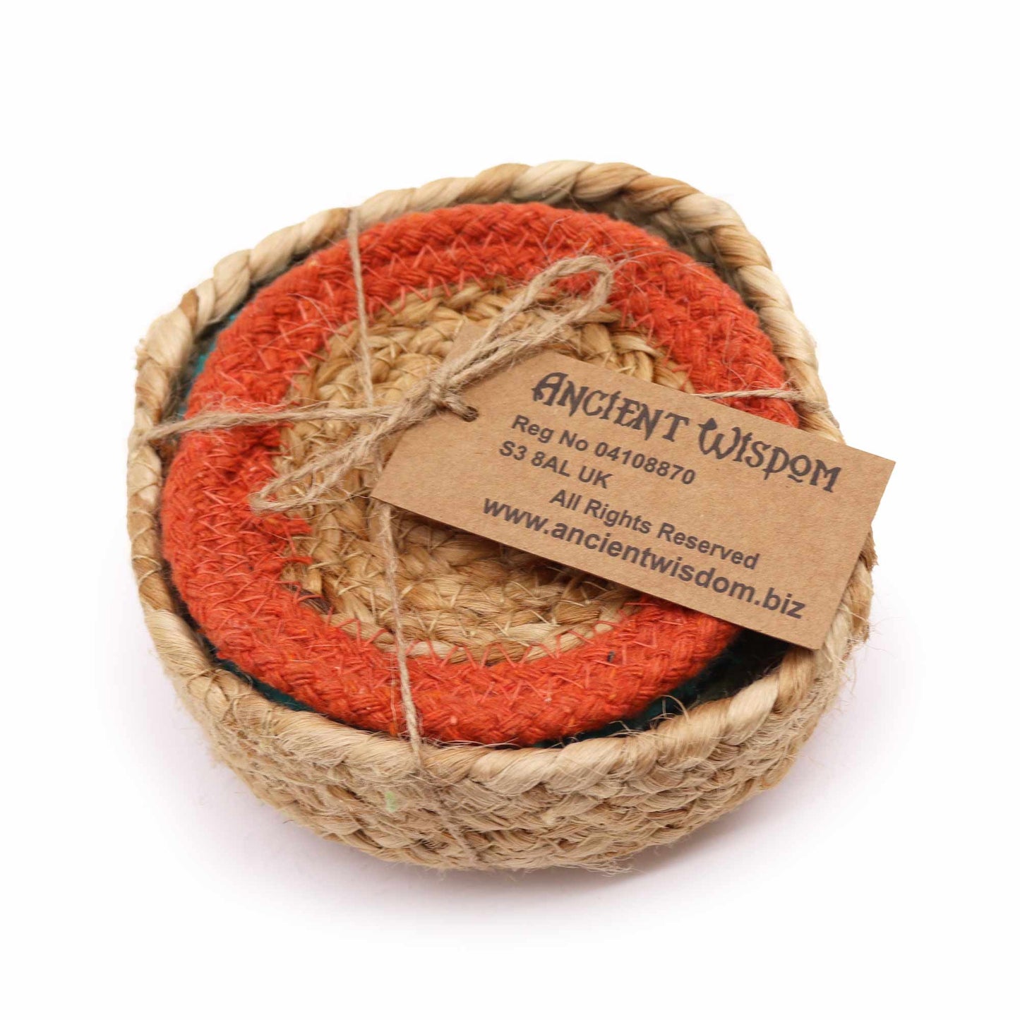 natural jute cotton coasters set of 6 mixed colours basket