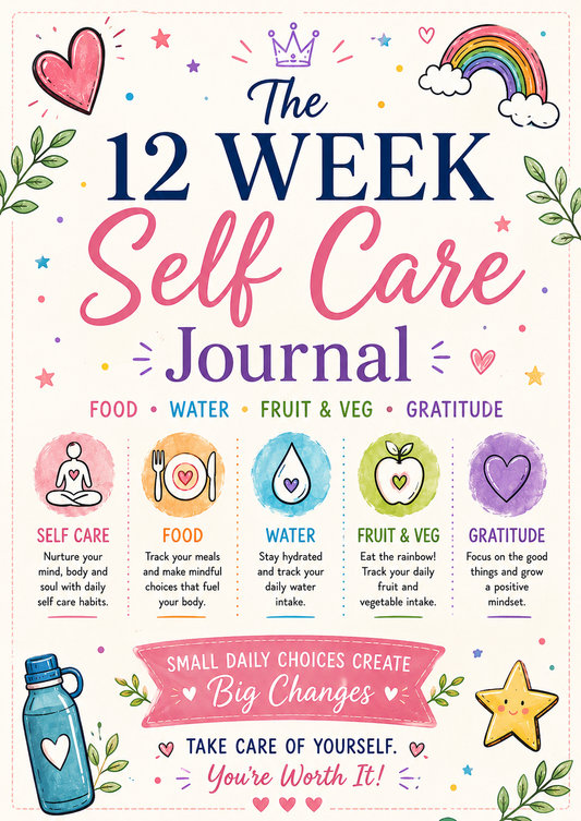 The 12 Week Self Care Journal Digital Download printable A4 and A5 wellness workbook cover