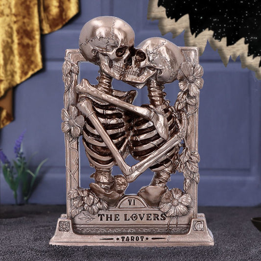 The Lovers 20.5cm bronze effect skeleton tarot card ornament by Nemesis Now