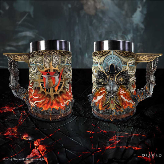 Diablo IV Inarius Tankard – premium resin gaming tankard with runic symbols and stainless-steel insert, official Diablo IV collectible UK.