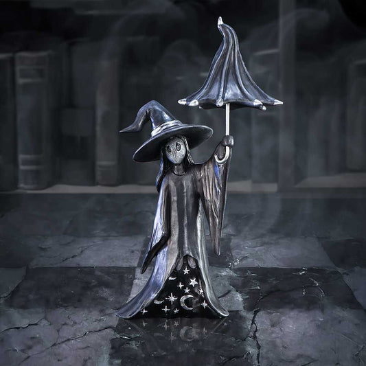 Twinkle Little Souls Witch Figurine by Nemesis Now - Hand-Painted Gothic Witch Ornament with Umbrella
