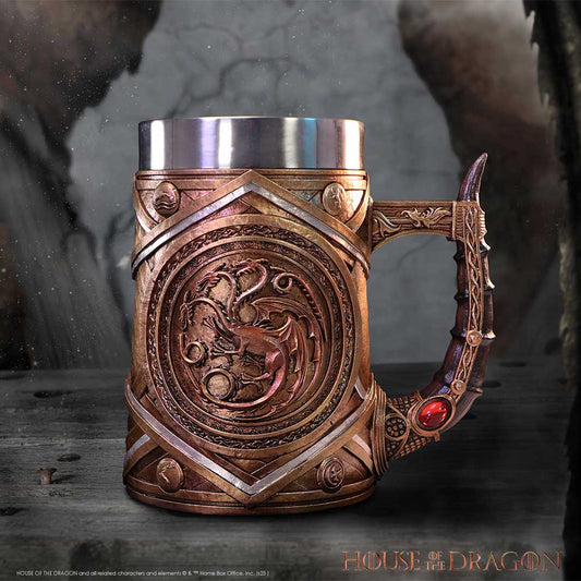 House of the Dragon Targaryen Crown & Dagger Tankard, resin outer with stainless-steel liner, approx 16 cm height, fantasy drinkware UK.