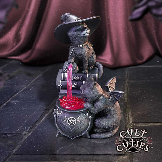 Curious Cauldron Cult Cutie Figurine hand-painted polyresin gothic character with cauldron