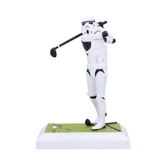 Stormtrooper Hole in None with golf club across the shoulders on a green base