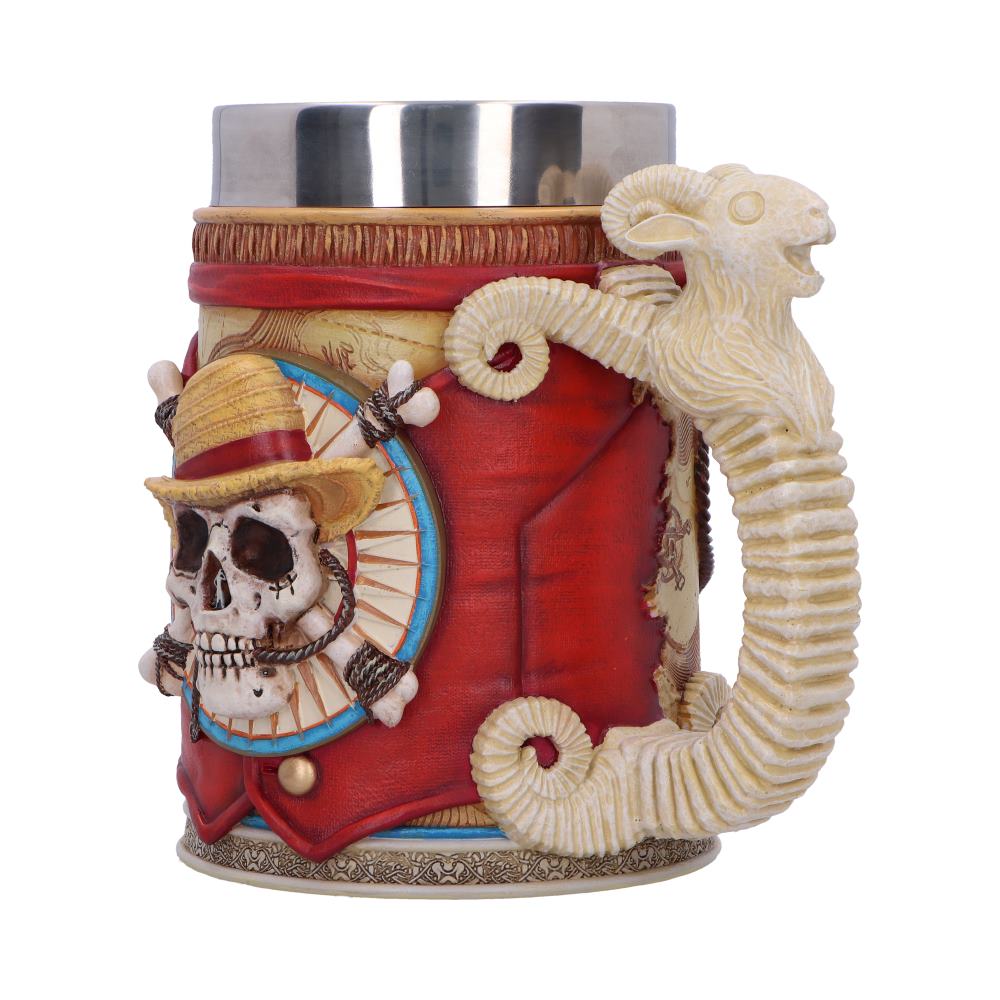 Angled view of Luffy’s straw-hat skull and Going Merry-inspired cream handle