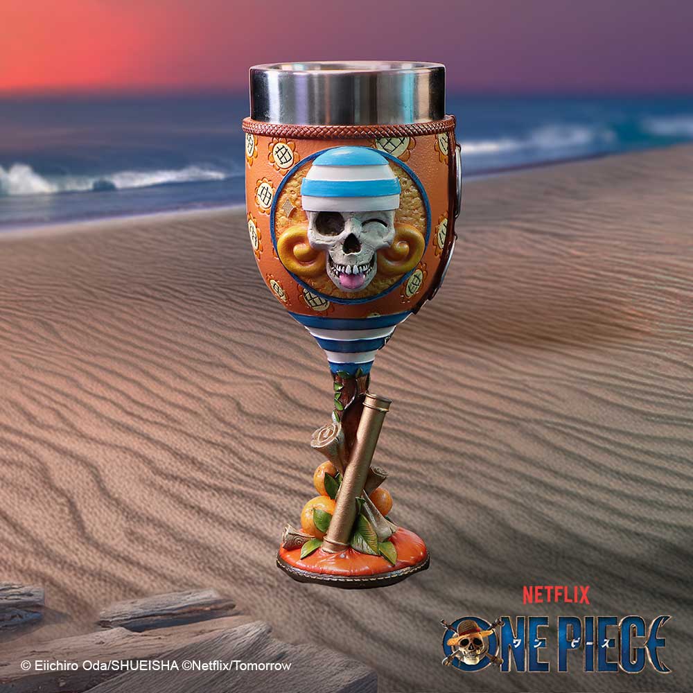 Orange Nami goblet on a nautical themed studio background
