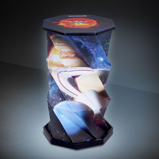 Solar System Foldable Lamp foldable LED lamp with detailed planetary and nebula artwork, USB-C rechargeable and touch-activated ambient lighting.