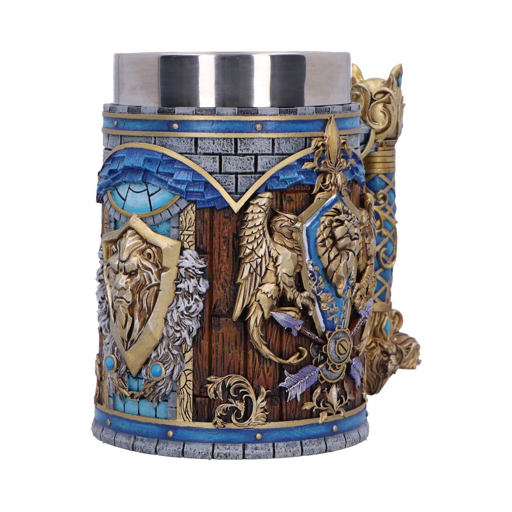 World of Warcraft Alliance Tankard - opposite angle of the decorated handle and raised lion shield