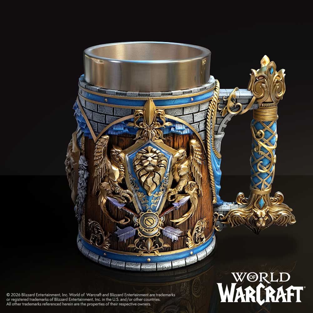 World of Warcraft Alliance Tankard - displayed on a dark surface with the Alliance crest facing forward