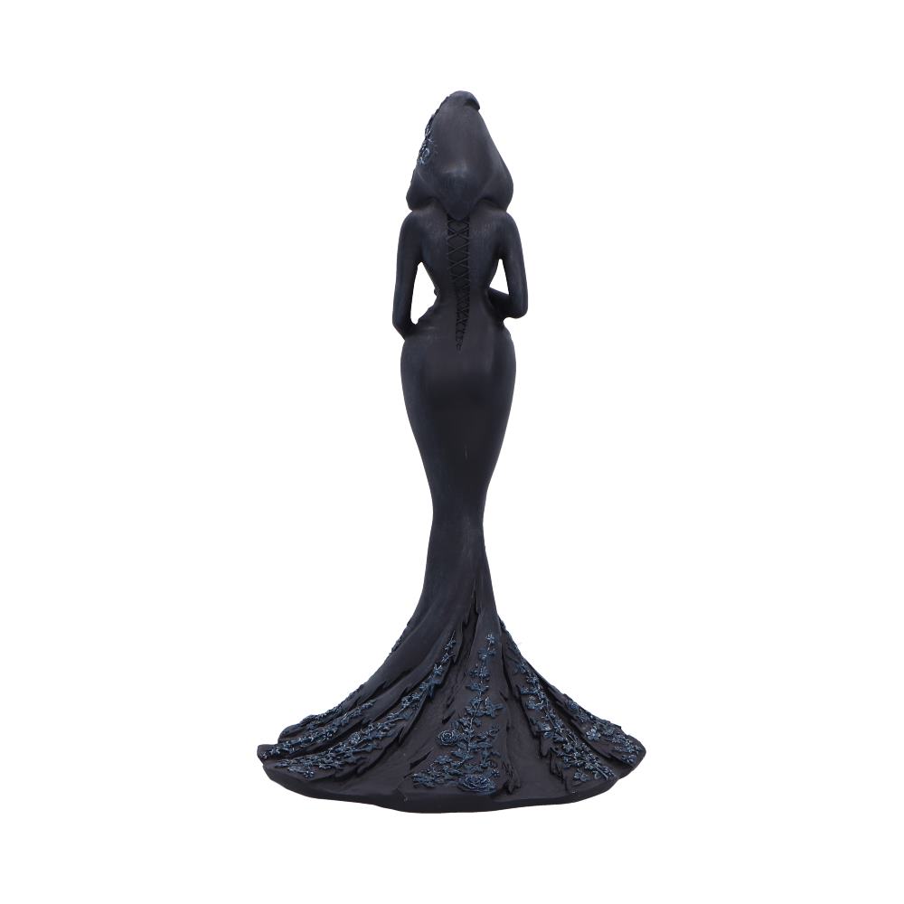 Femme Fatale Keeper Gothic Figurine - rear with sculpted floral detail down the black fabric