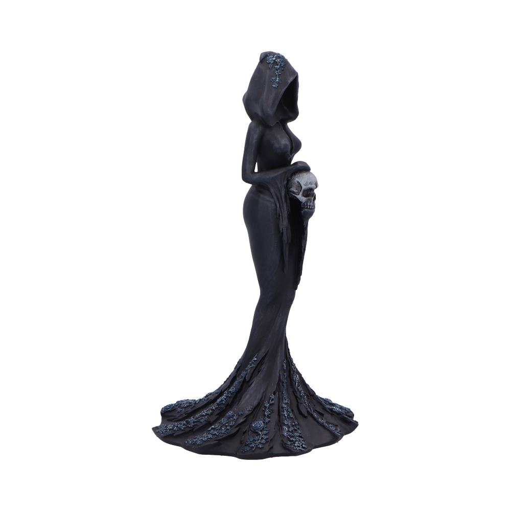 Femme Fatale Keeper Gothic Figurine - opposite side profile with the skull held beneath the hood