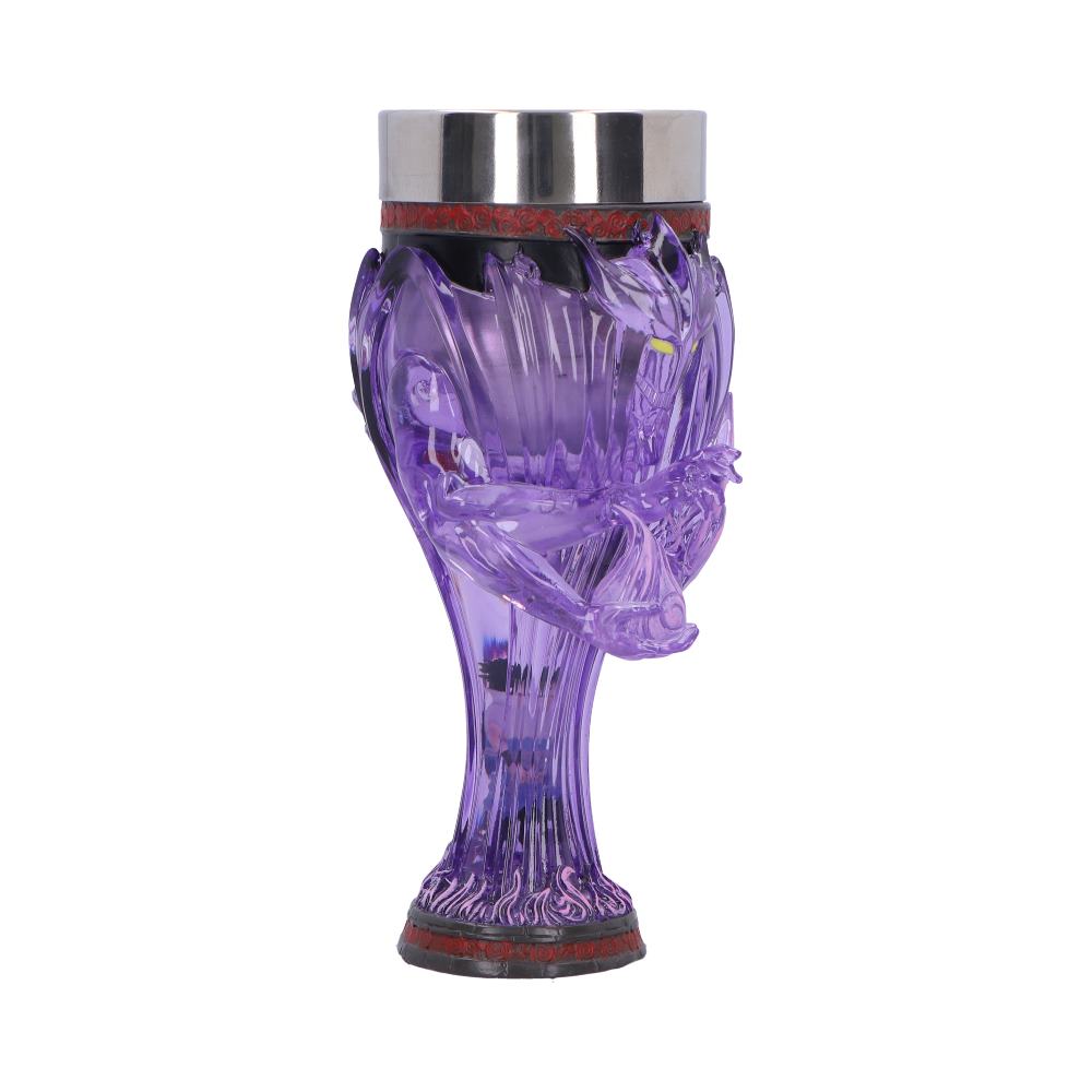 Opposite side of Sasuke goblet showing purple curls and decorated stem