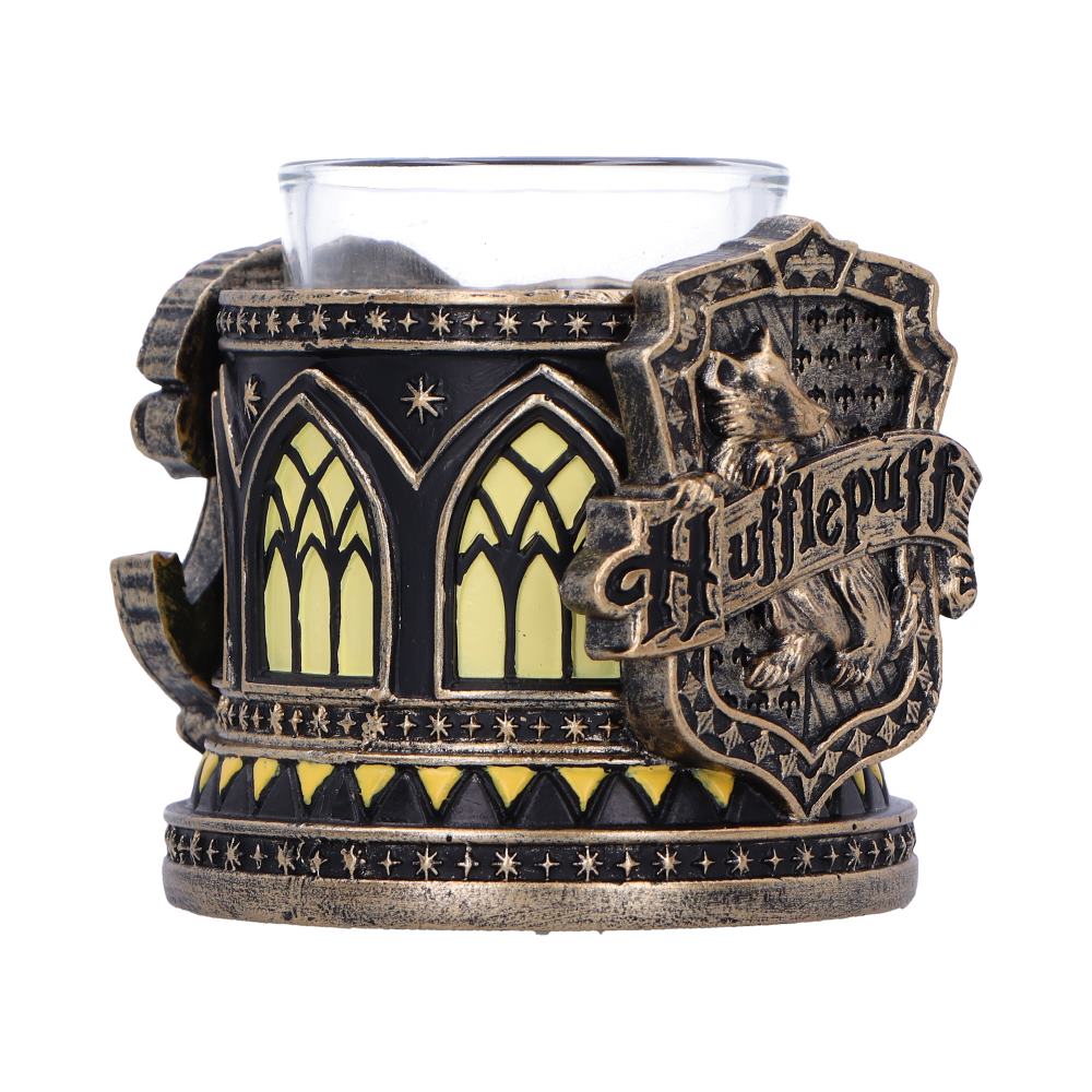 Harry Potter Hufflepuff Tealight Holder - opposite angle showing the Hufflepuff lettering and starry borders