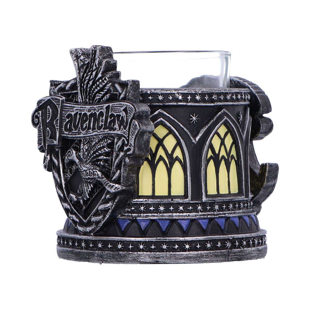 Harry Potter Ravenclaw Tealight Holder - angled view of the house crest and arched window detail