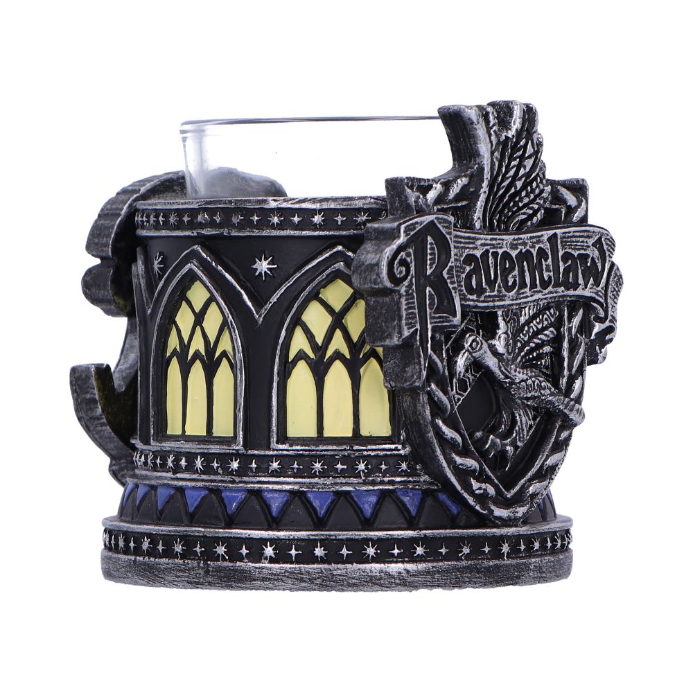 Harry Potter Ravenclaw Tealight Holder - opposite angle showing blue base accents and Ravenclaw lettering