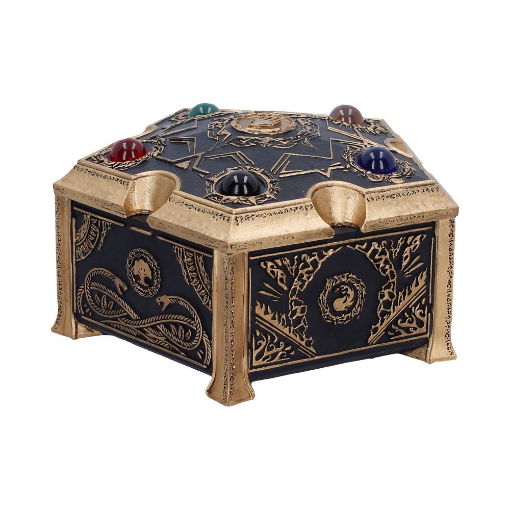 Magic: The Gathering Mana Trinket Box - angled view of raised mana symbols and coloured jewel-like lid accents
