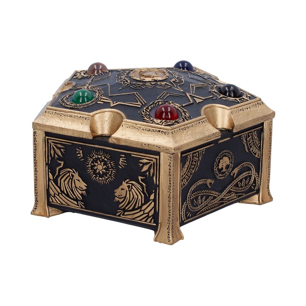 Magic: The Gathering Mana Trinket Box - opposite angle of the black panels, gold borders and mana motifs