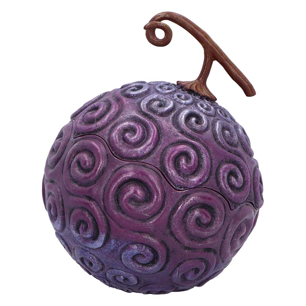 Purple One Piece Devil Fruit box covered in raised swirls beneath a branching stem