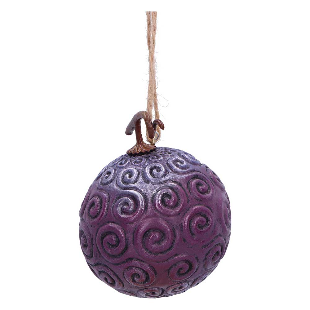 Side of the Devil Fruit ornament suspended from its string loop