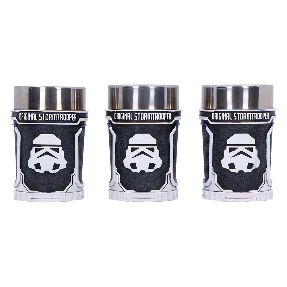Stormtrooper Shot Glass Set - reverse of the three cups with matching helmet emblems