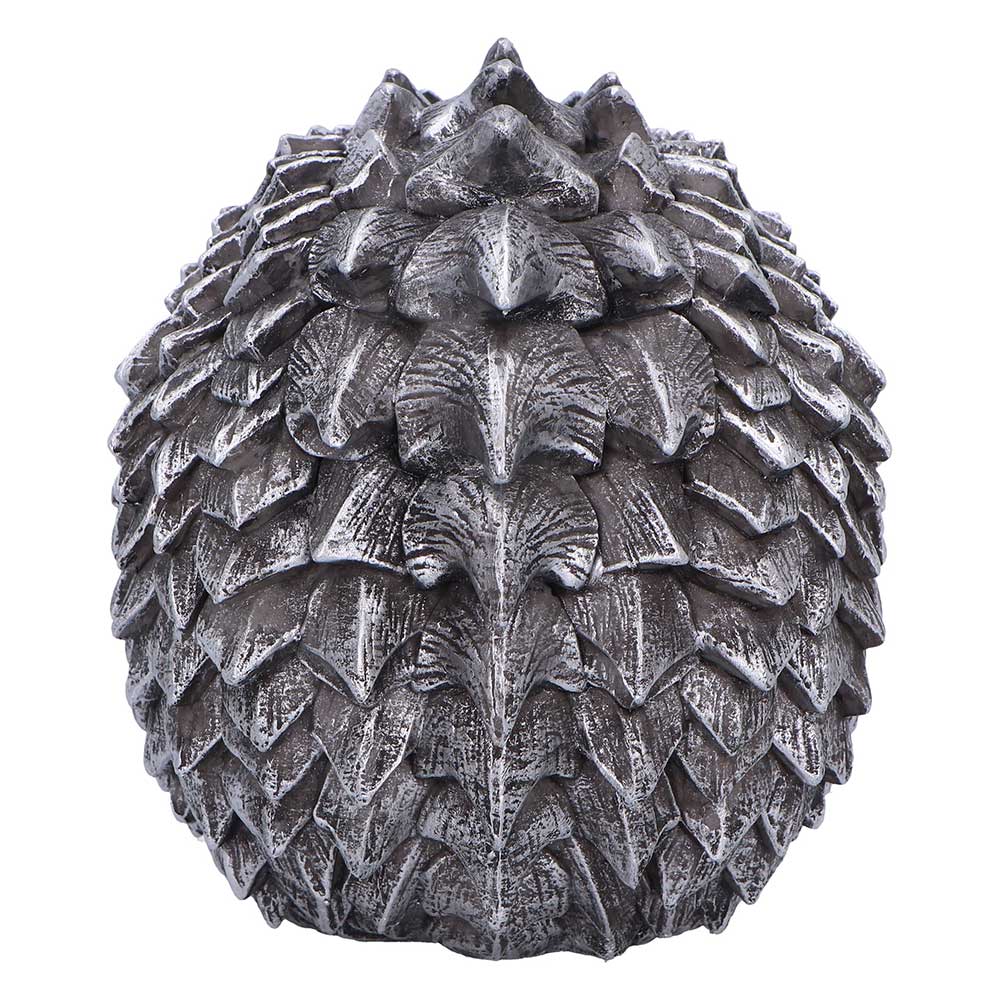 Scaled Remains Skull Figurine - rear view of overlapping scales across the rounded crown