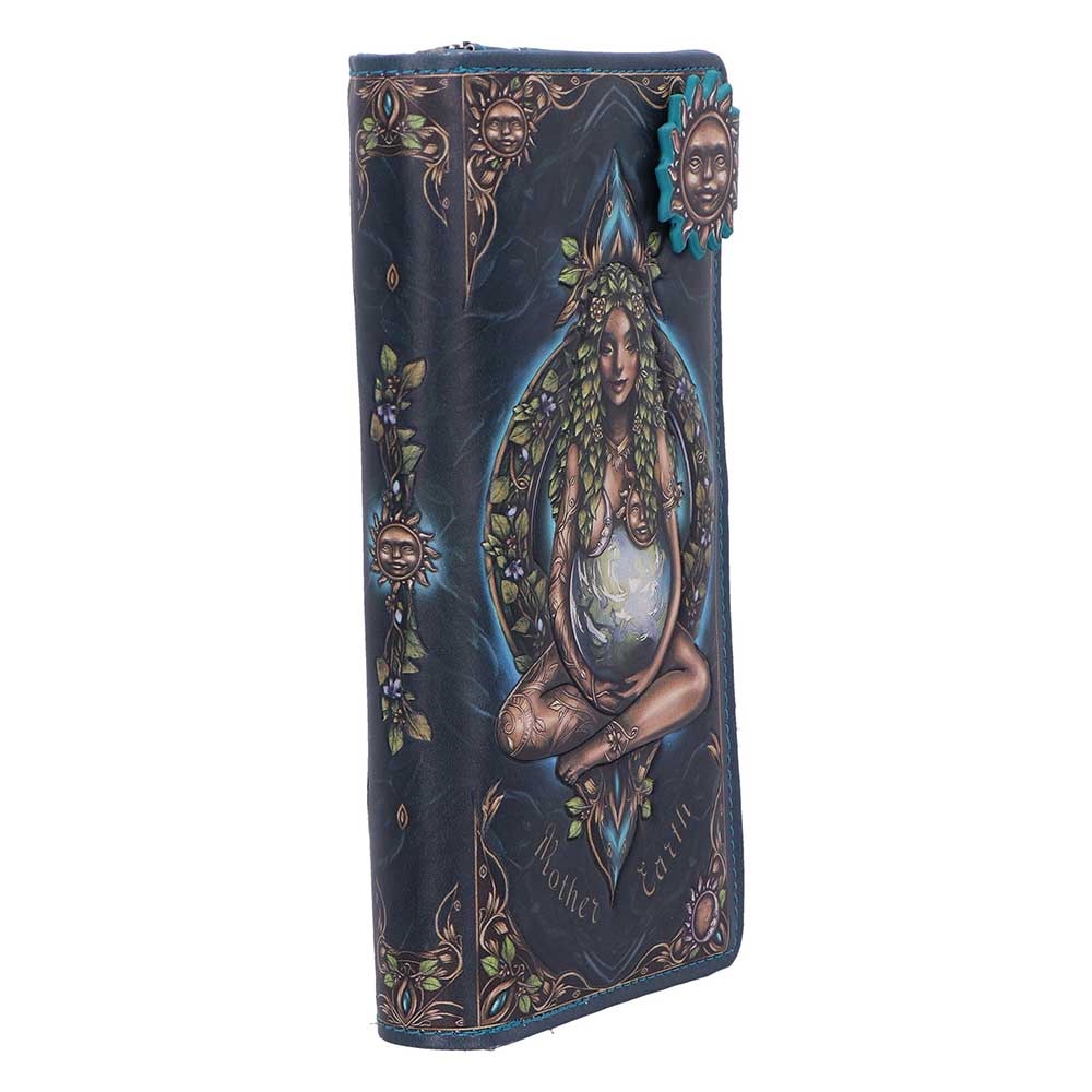 Mother Earth Embossed Purse - opposite angle of the Mother Earth image and decorative corners