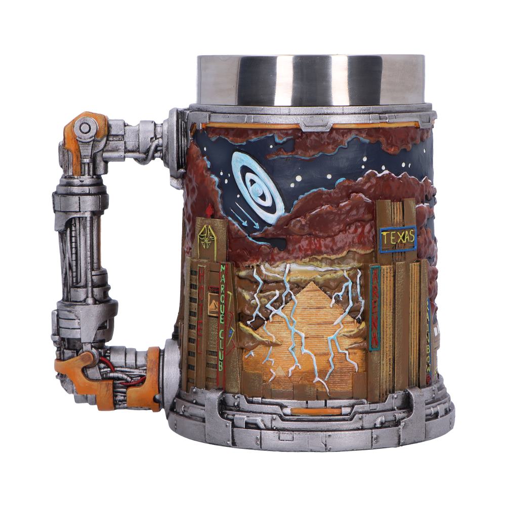 Iron Maiden Somewhere in Time Tankard - reverse showing a sci-fi city scene beneath a starry sky