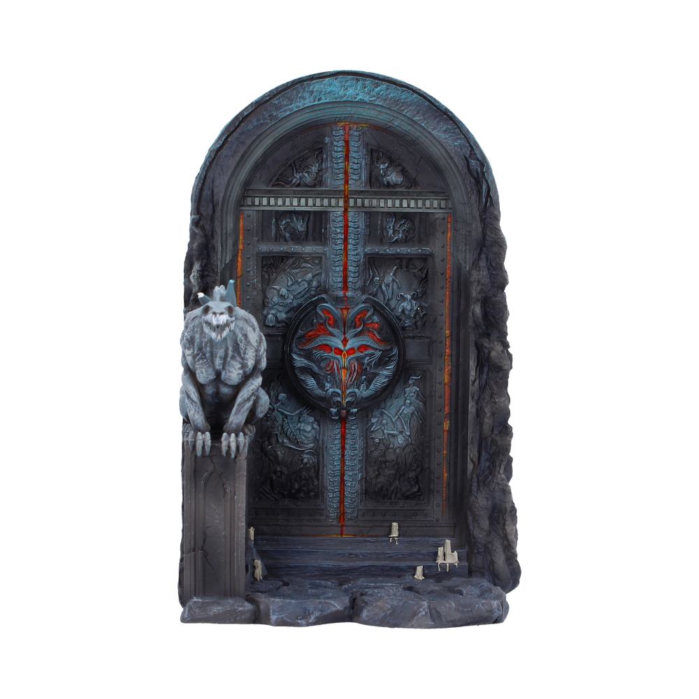 Diablo IV Hells Gate bookend with arched gate, dark symbol and skeletal wolf