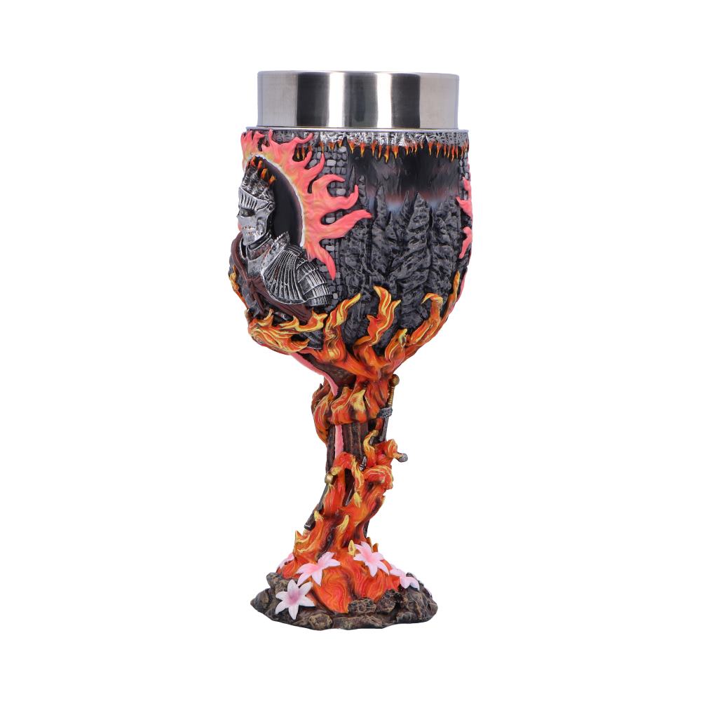 Dark Souls Soul of Cinder Goblet - angled view of the rocky bowl and flame-wrapped stem