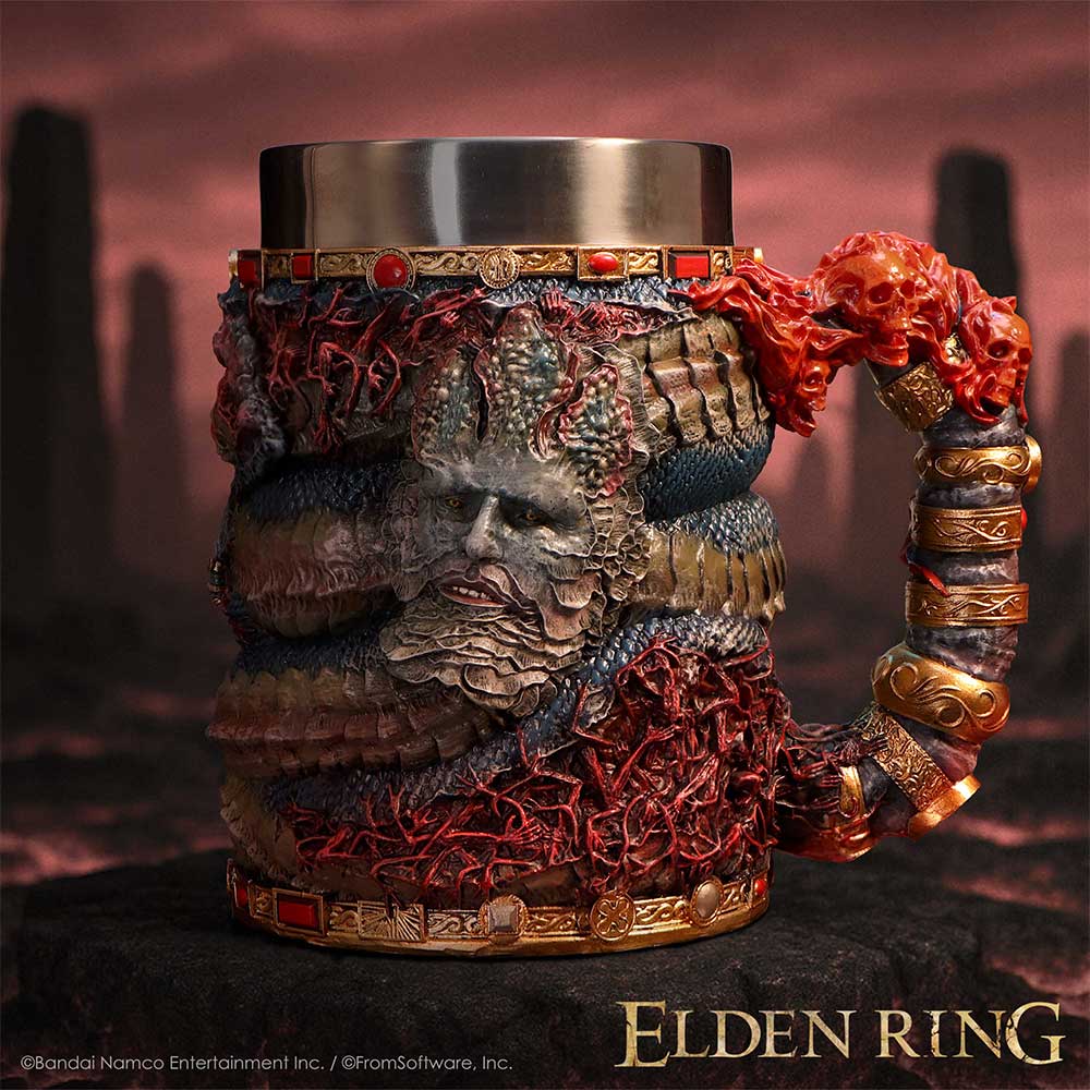 Elden Ring Rykard Tankard - displayed against a dark red backdrop with Rykard’s portrait visible