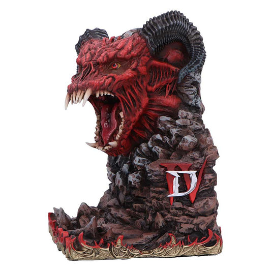 Diablo IV Minion of Hell Bookend - front of the red horned minion emerging from rocky sculpting