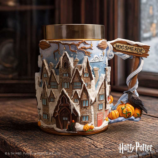 Hogsmeade Village tankard on a dark Harry Potter themed studio background