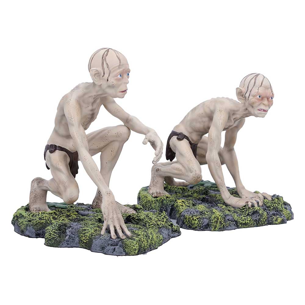 LOTR Gollum and Sméagol Figurine Set - opposite angle showing the crouched poses and long hands