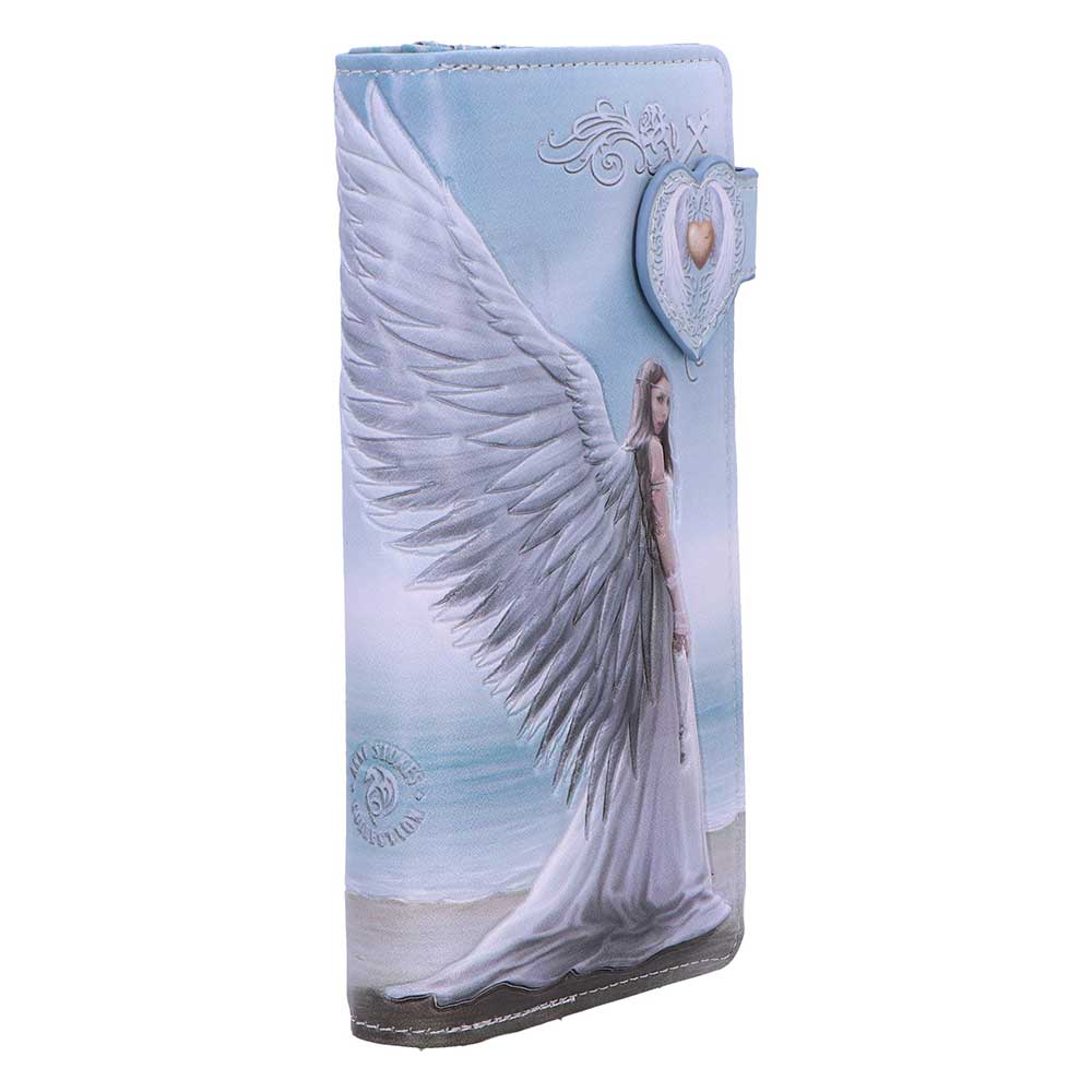Anne Stokes Spirit Guide Embossed Purse - opposite angle showing the angel’s long gown and raised wings