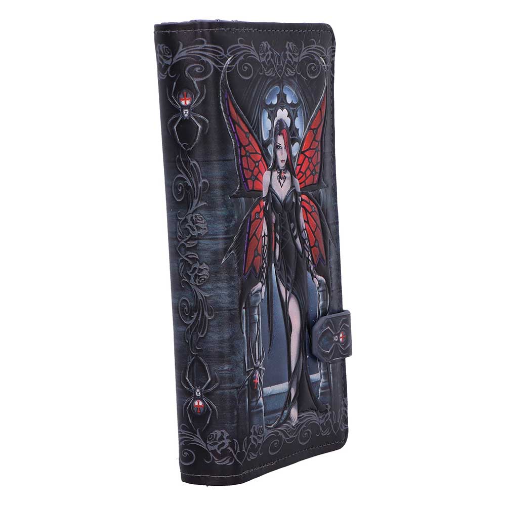 Anne Stokes Aracnafaria Embossed Purse - opposite angle showing the red wings and side fastening