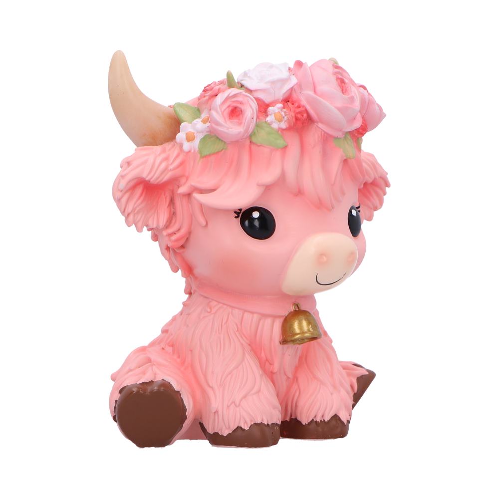 Moo Crew Primrose Flower Cow Figurine - Opposite angle with brown hooves and flower details