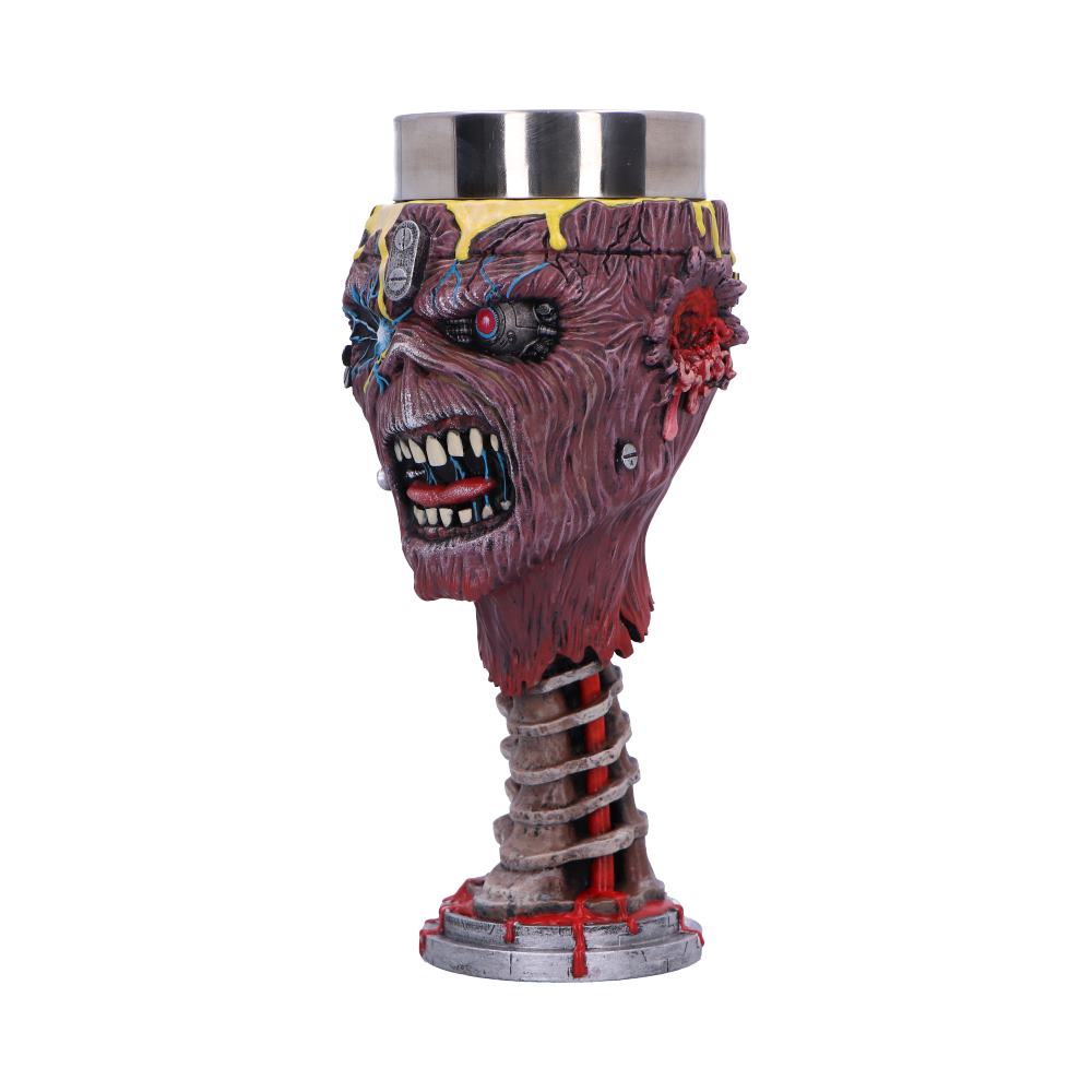 Side angle of Can I Play With Madness goblet showing Eddie’s teeth and head detail