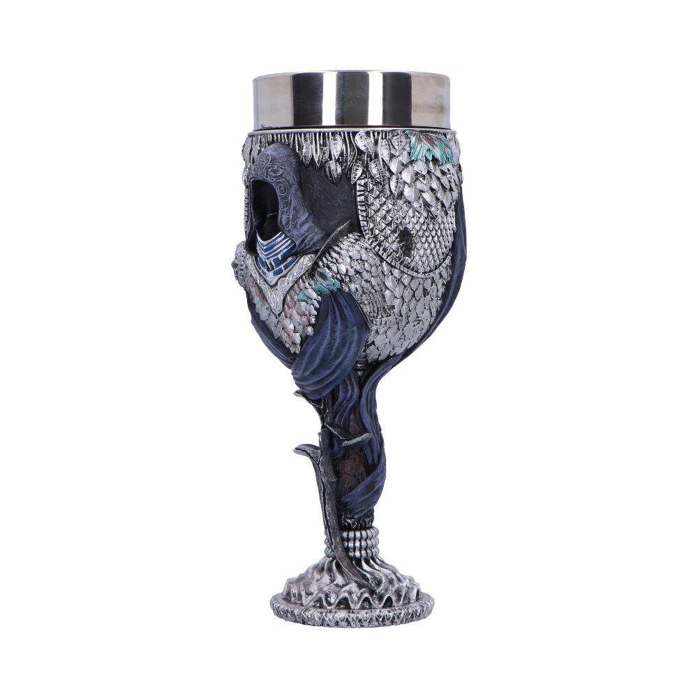 Angled Elden Ring goblet showing the hooded assassin and sculpted stem