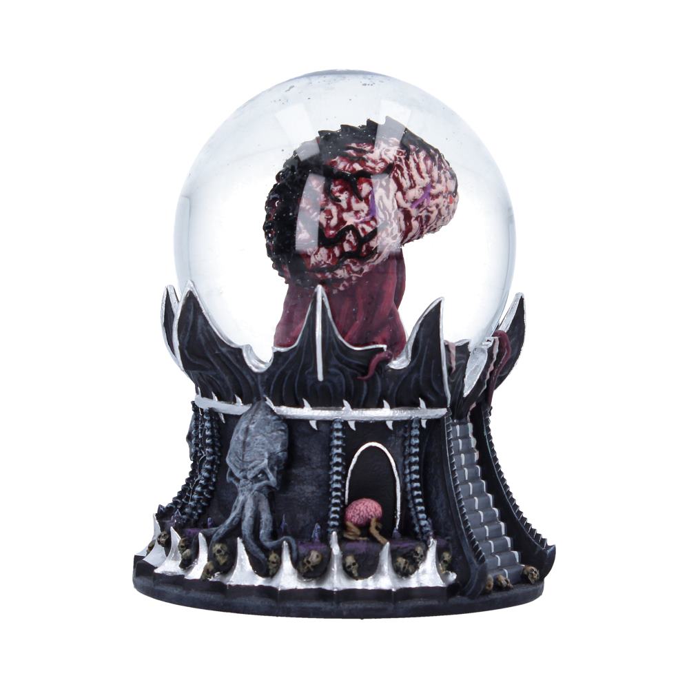 Opposite side of Elder Brain snow globe with dark spired base