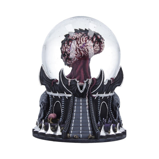 Elder Brain inside a glass globe above a black gothic base with silver accents