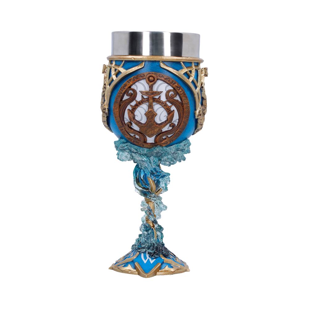 Rear of Jaina goblet showing circular emblem and blue-and-gold pattern