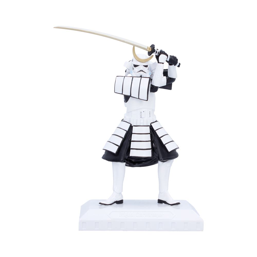 Stormtrooper The Last Samurai Figurine - Front with raised sword and white samurai-style armour