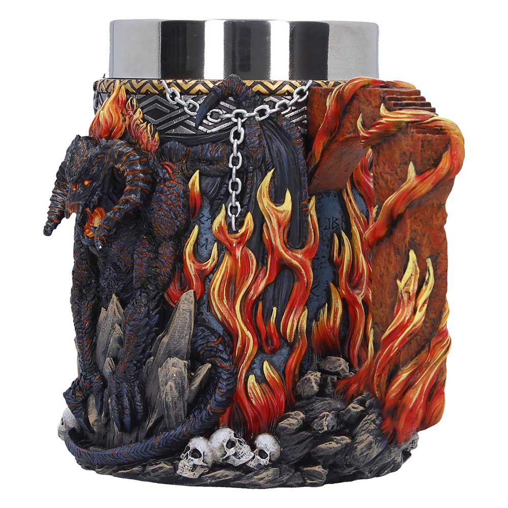 LOTR Balrog Tankard - Angled view of rocky base and flame-shaped handle
